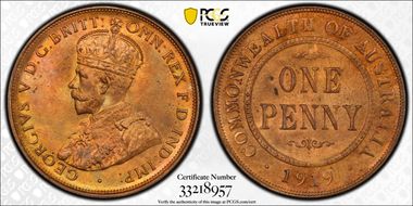 1919 //. (m) 1D Dot below MS65RD