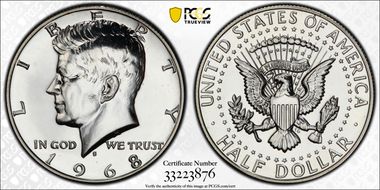 1968-S 50C Inverted Mintmark, FS-511 PR68