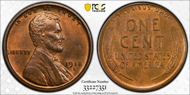 1918-S 1C MS64RB