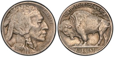 1919-D 5C 2 Feathers FS-401 VF35