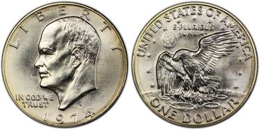 1974-S $1 Silver MS67