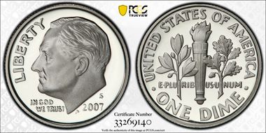 2007-S 10C Silver PR70DCAM