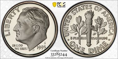 1995-S 10C PR70DCAM