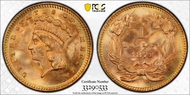 1873 G$1 Open 3 MS65