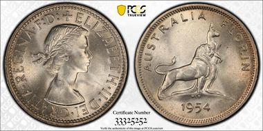 1954(m) Florin Royal Visit KM-55  Ag MS65