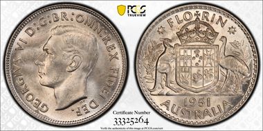 1951(m) Florin KM-48  Ag MS64