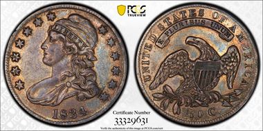 1834 50C Large Date, Small Letters AU50