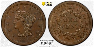 1854 1C Newcomb 24 MS64BN
