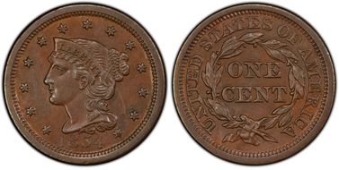 1854 1C Newcomb 18 MS63BN
