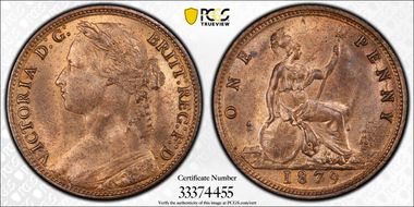 1879 1D S-3954 Wide Date, Incuse Veins MS64RB