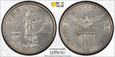 1907-S Peso AU53