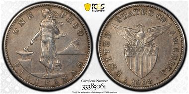 1908-S Peso KM-172  Ag N1