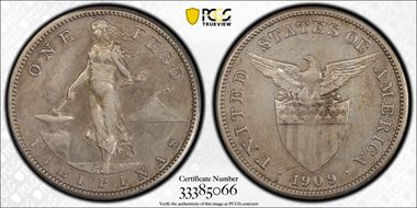 1909-S Peso KM-172  Ag N1