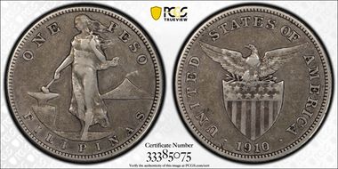1910-S Peso KM-172  Ag VF30