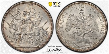 1913 Peso Caballito KM-453  Ag MS62