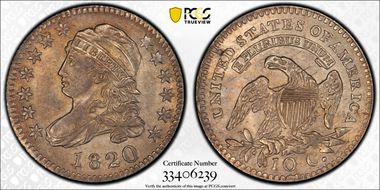 1820 10C JR-8, Large 0 AU53