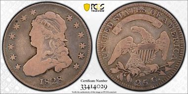 1828 25C Browning 3, 25/50C VG10