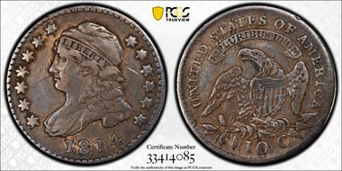 1814 10C JR-4, Large Date VF30