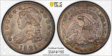 1821 10C JR-1, Large Date N1