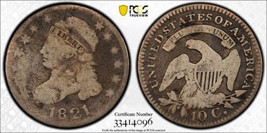 1821 10C JR-2 Large Date AG3