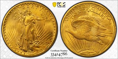 1908 $20 Motto MS65+