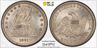 1861 25C MS63