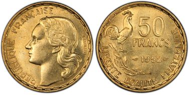 1952 50 Fr Gad-880 F-425 MS65