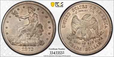 1873-CC T$1 Trade AU58