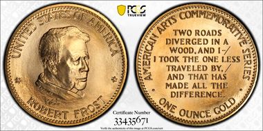 1983 AV Medal Robert Frost MS68