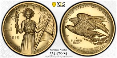 2015-W $100 High Relief  .9999 Fine Gold MS70