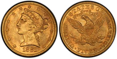 1881 $5 RPD, FS-302 MS61