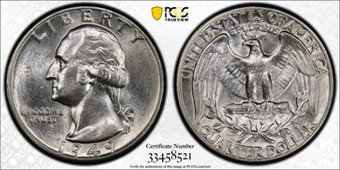 1949-D/D 25C RPM FS-501 AU58