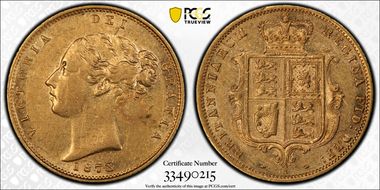 1873-M 1/2 Sov S-3863 AU50