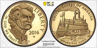 2016-W $5 Mark Twain PR69DCAM