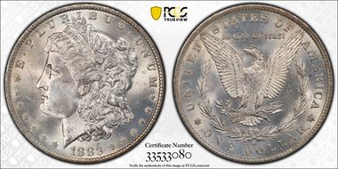 1883-O $1 VAM 4, O/O MS65