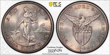 1904 Peso KM-168  Ag MS63