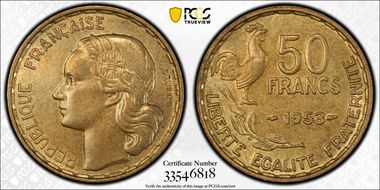 1953 50 Fr Gad-880 F-425 MS64