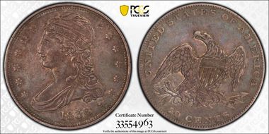 1836 50C Reeded Edge XF45