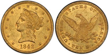 1842 $10 Large Date MS61