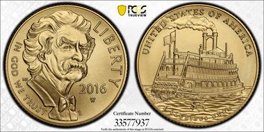 2016-W $5 Mark Twain First Strike MS70