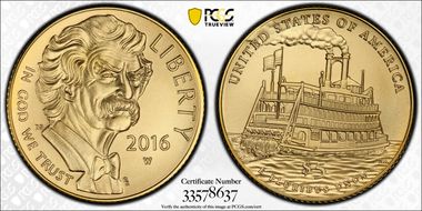 2016-W $5 Mark Twain First Strike MS70