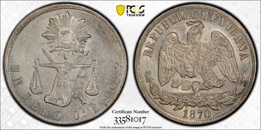 1870-Oa E Peso KM-408.6 Small A AU58