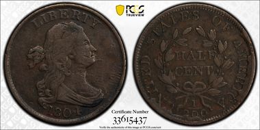 1804 1/2C C-6, Spiked Chin VF30BN