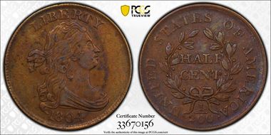 1804 1/2C C-10, Crosslet 4, Stems AU55BN