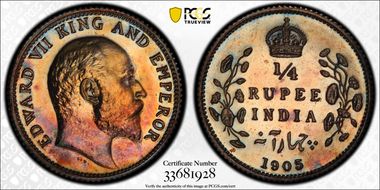 1905(C) 1/4 Rup SW-7.83 Restrike PR64