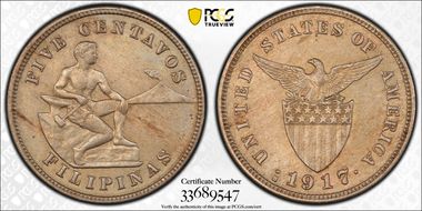 1917-S 5C AU55