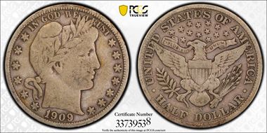 1909-S 50C Inverted Mintmark, FS-501 VF20