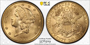 1907 $20 Liberty MS62
