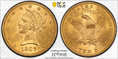 1907 $10 Liberty MS61