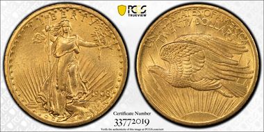 1908 $20 No Motto MS62